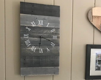 Rectangular Gray Reclaimed Wood Wall Clock Unique Farmhouse style