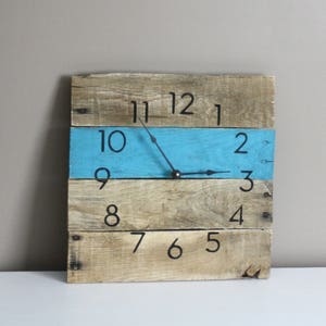 Reclaimed Wood wall clock in turquoise Ocean theme Coastal Decor Modern Rustic wall hanging decor Variable sizes available