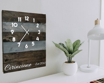 Personalized Wall Clock, Rustic Home Decor Wall Hanging, 5 Year Anniversary gift, Reclaimed wood Modern Farmhouse Rustic Fixer Upper