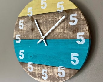 Beach House It’s  5 O'Clock Somewhere Clock Wood Clock vacation mode Custom Sizes Reclaimed Modern clock novelty gift retirement