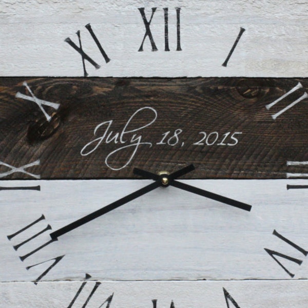 Whitewash Wall Clock Etsy