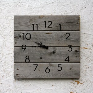 Hip Modern yet Rustic gray wood clock natural look reclaimed wood driftwood inspired wall clock Farmhouse style