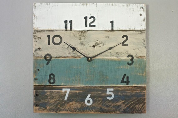 Wood Wall Clock, rustic modern farmhouse style, beach house wall deco…