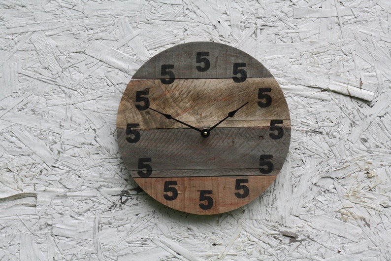 It's 5 O'Clock Somewhere Clock Wood Clock 12 Diameter or Custom Sizes Reclaimed Modern clock novelty gift for beer drinkers or home bar image 3