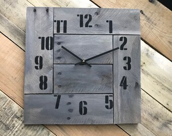 Modern Rustic Wall clock with Industrial style numbers, home office decor, custom options available
