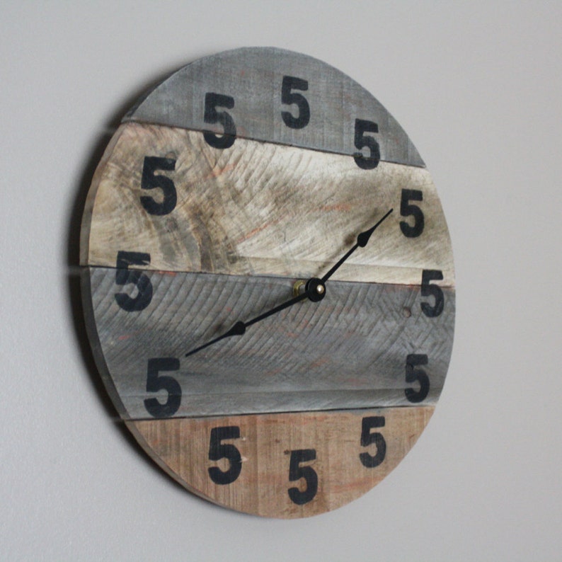 It's 5 O'Clock Somewhere Clock Wood Clock 12 Diameter or Custom Sizes Reclaimed Modern clock novelty gift for beer drinkers or home bar image 1
