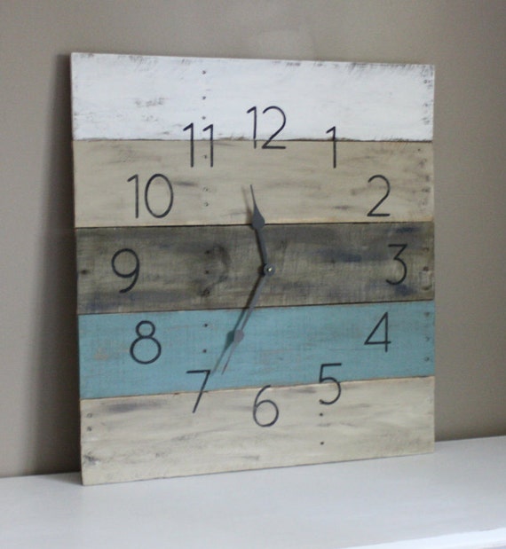 Large Wall Clock Coastal Decor Beach house clock Reclaimed Etsy