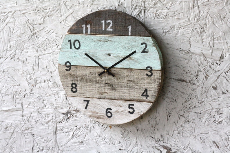 Beach House Clock Handmade Round Clock Reclaimed Wood Wall Etsy