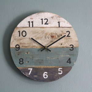 Round wood wall clock beach house clock, distressed Coastal Decor Customize yours Custom Sizes image 2