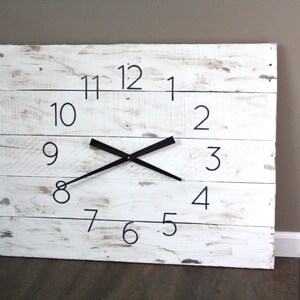 Large Farmhouse Clock 36" by 26"  Wall Clock Reclaimed wood Shabby Chic  White. Distressed Coastal Decor Beach House