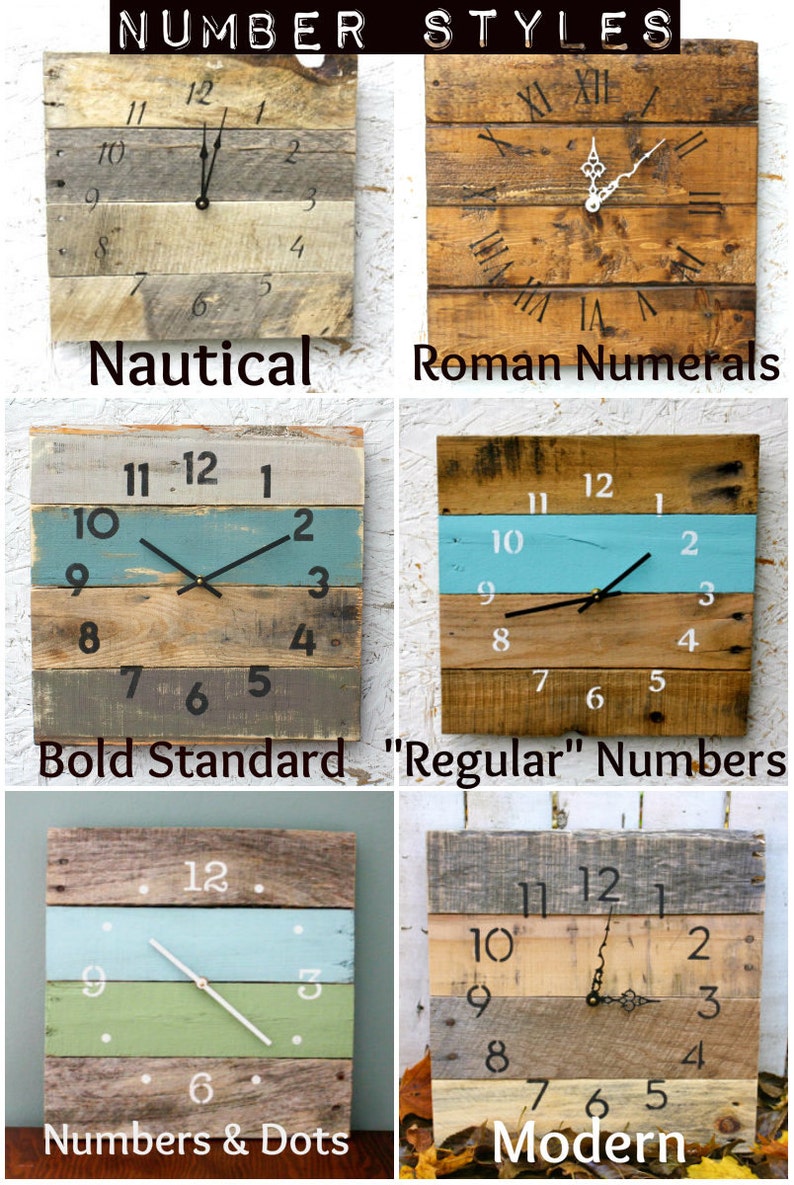 Wood Wall Clock, rustic modern farmhouse style, beach house wall decor in distressed teal variable sizes available customize yours image 4