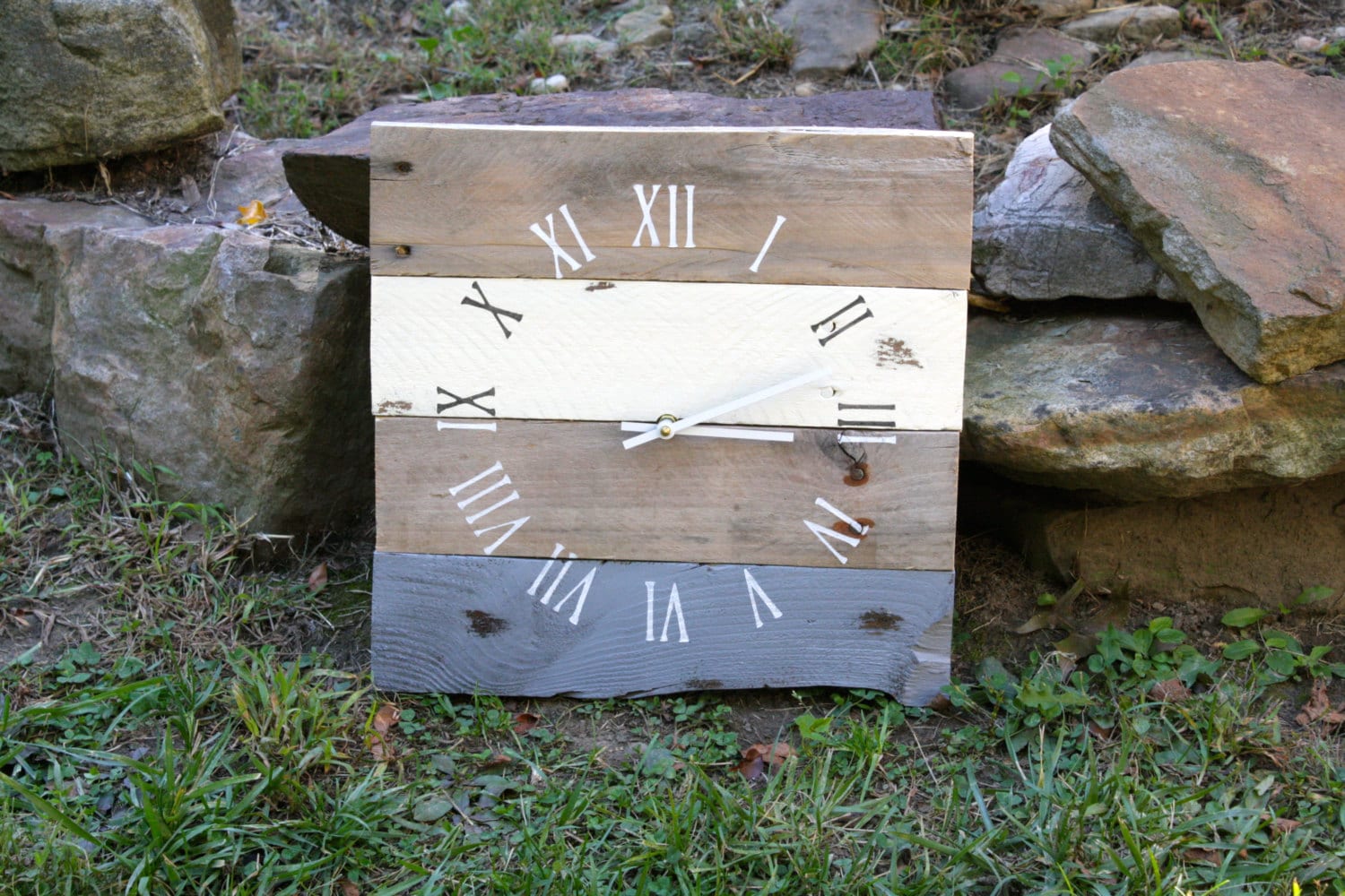 Repurposed Wood Wall Clock Ivory & Gray Modern Farmhouse or Etsy