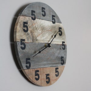 It's 5 O'Clock Somewhere Clock Wood Clock 12 Diameter or Custom Sizes Reclaimed Modern clock novelty gift for beer drinkers or home bar image 2