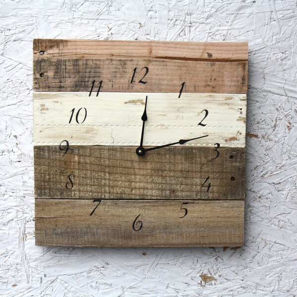 Simple rustic wall clock, 14" square, farmhouse style, customize yours today