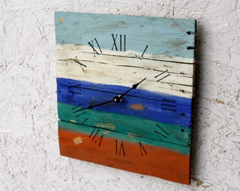 Beach clock, hand painted artisan reclaimed wood wall clock, customize yours, coastal decor, vacation home wall hanging, ocean theme