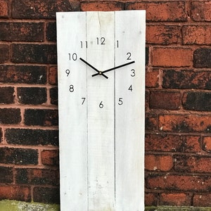 unique handcrafted wall clock minimalistic style urban decor gifts for him or her Rectangular clock in white