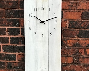 unique handcrafted wall clock minimalistic style urban decor gifts for him or her Rectangular clock in white