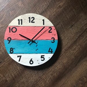 Round beach house clock in bright colors, Coastal wall Decor or Customize yours colors And size image 6