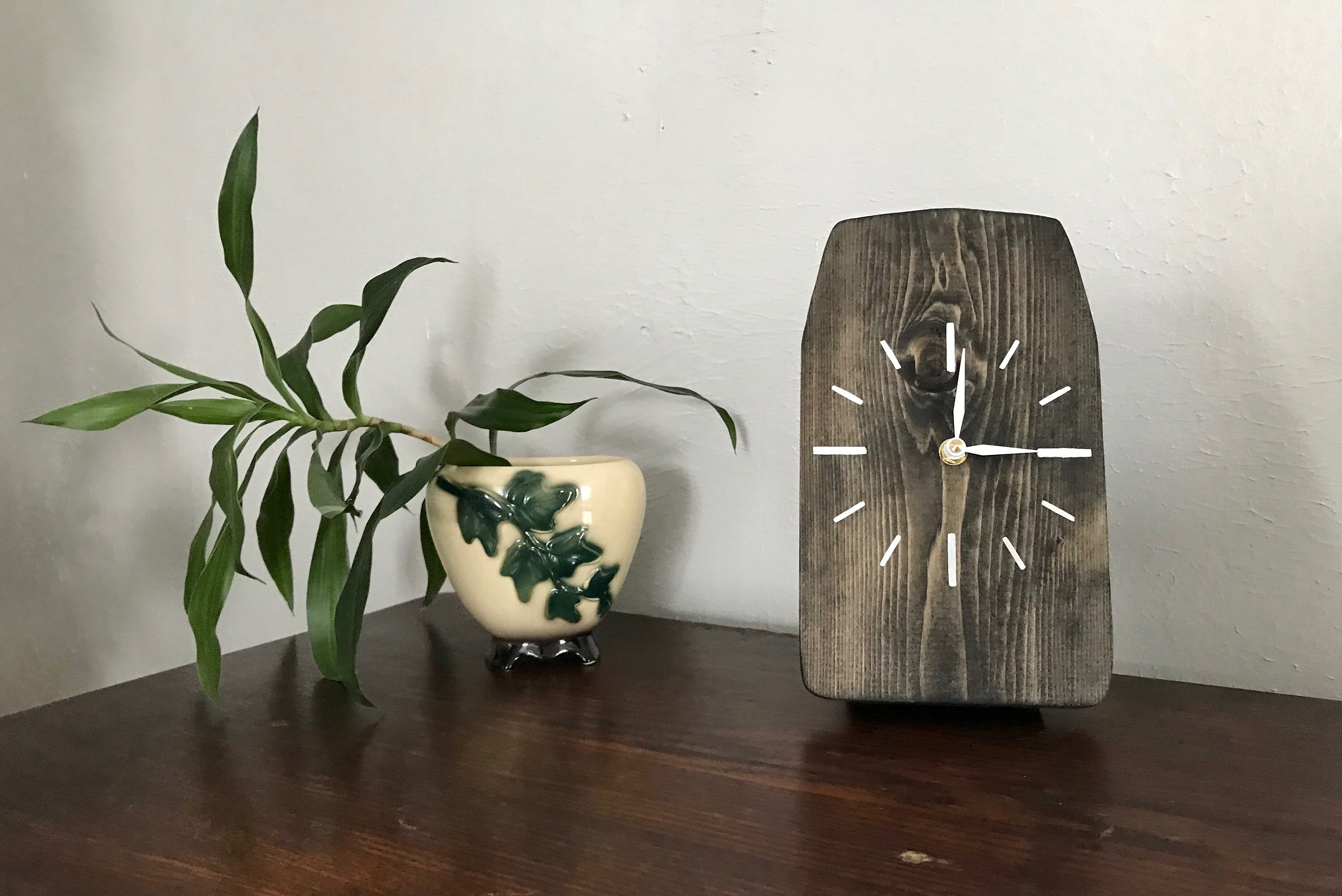 Modern Desk Clock in Rustic Black and White, Bookshelf Decor, Table ...