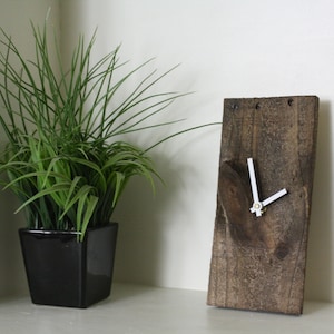 Handmade wood clock Minimalist decor Rustic modern contemporary wall clock desk clock mantle clock gift for him customize