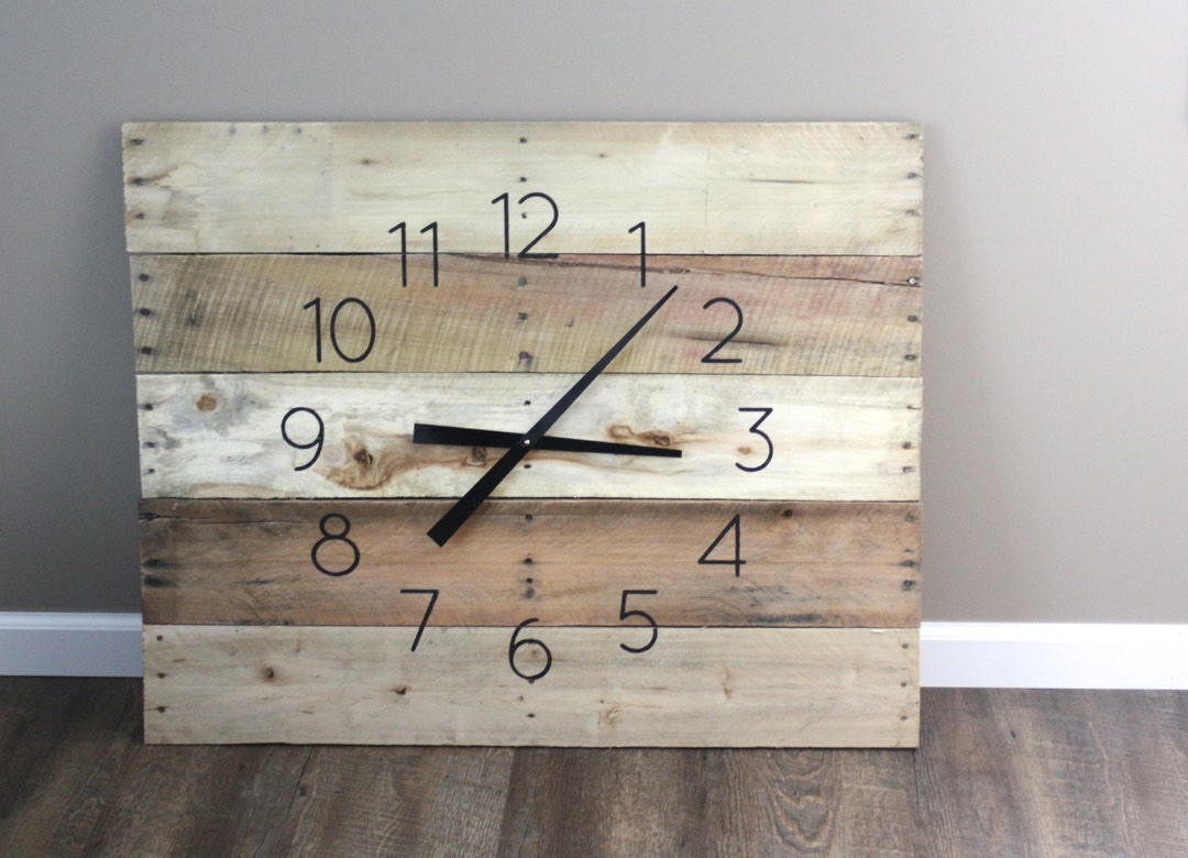Large FARMHOUSE Clock Rustic yet Modern, Rectangular Oversized Wood