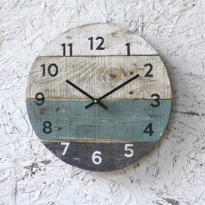 Round wood wall clock beach house clock, distressed Coastal Decor Customize yours Custom Sizes image 3