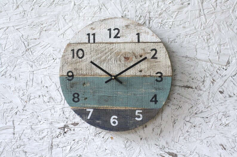 Round wood wall clock beach house clock, distressed Coastal Decor Customize yours Custom Sizes image 3