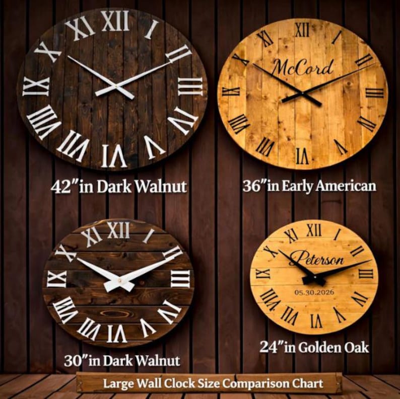 Oversized Wood Wedding Guestbook Clock in Golden Oak: Rustic ...