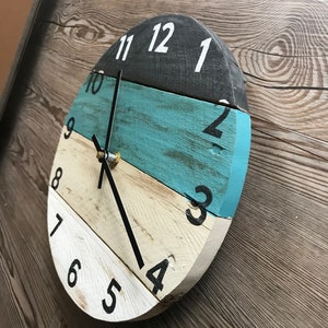 Coastal wood wall clock with a pop of teal, beach house clock, vacation house vibes, Customize yours Custom Sizes image 5