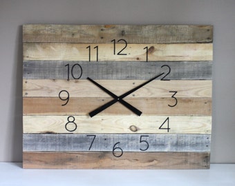 Large Rectangular Wall Clock Modern Farmhouse decor, Customize Yours, Neutral tones, Gift Idea