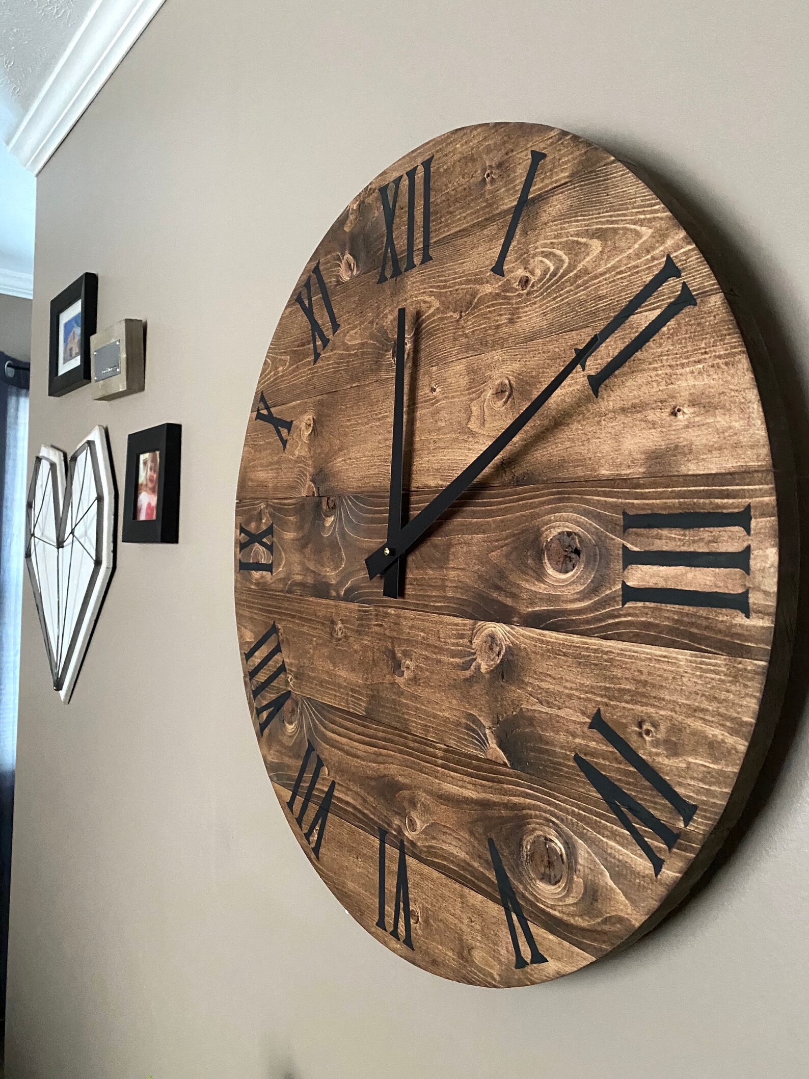 Large Modern Farmhouse Clock in Warm Coffee Stain Rustic Etsy