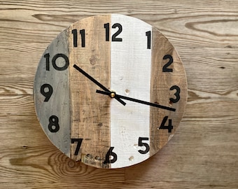 Modern Farmhouse clock in neutral tones, gorgeous home decor or gift idea, custom sizes available