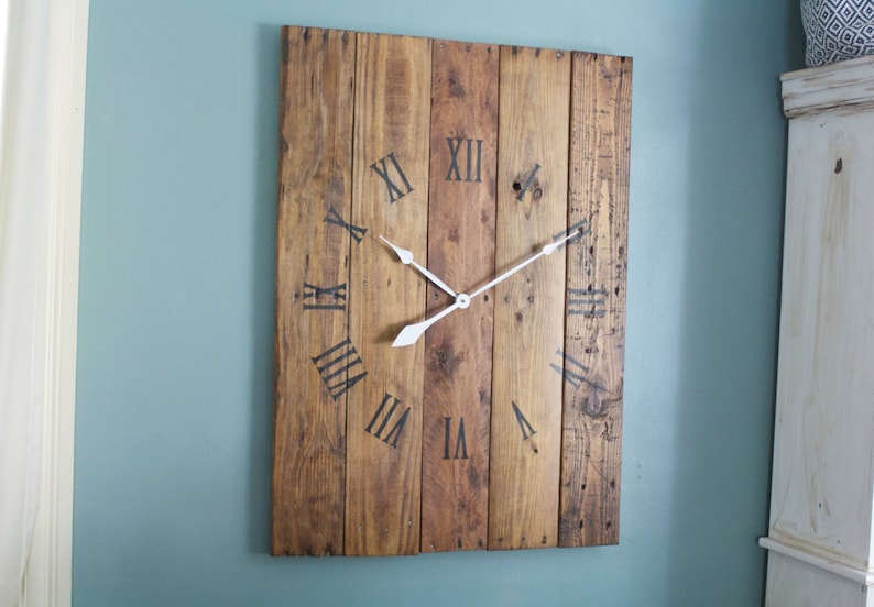 Large Rectangular Wall Clock 36 By 26 Pallet Wood - Large Rectangular Wall Clock Large Rectangular Wall Clock 36 By 26 Pallet Wood - Large Rectangular Wall Clock