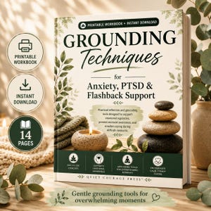 Grounding Techniques Workbook | Anxiety & PTSD Grounding Exercises | Flashback Support Worksheets | Printable Coping Skills PDF