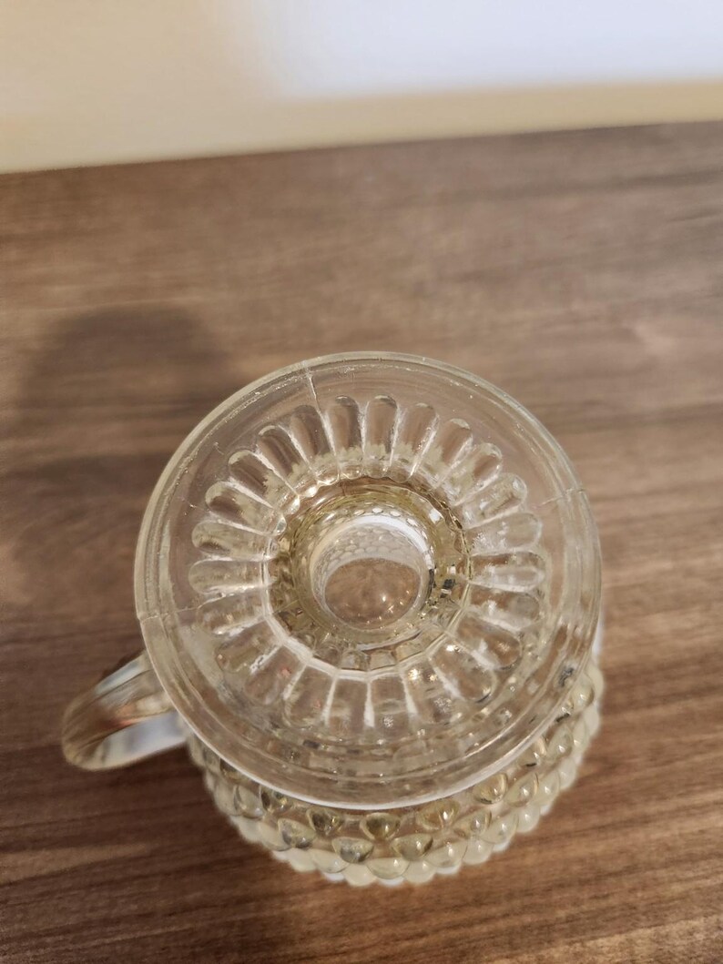 Decorative Glass Rims Vintage Hobnail Glass Creamer – Milk Glass Rim Pedestal Pitcher ...
