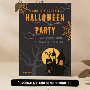 Haunted House Halloween Party Invitation: Spooky Digital Invite