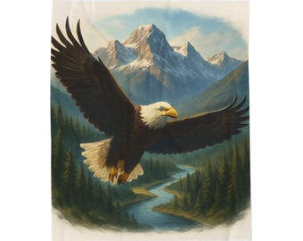 Bald Eagle Velveteen Plush Blanket | Wildlife Nature Throw