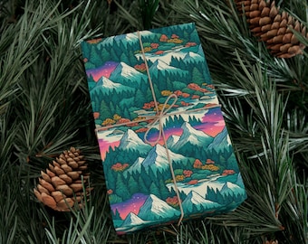 Mountain Sunset Gift Wrap, Eco-Friendly Holiday Wrapping Paper