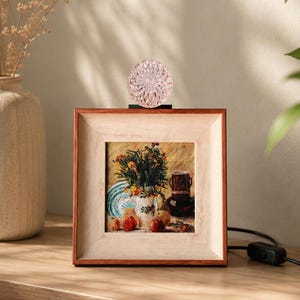 Crystal Art Frame Lamp, 12V Wooden Picture Frame Light, Replaceable Artwork Table Decor, Cozy Night Light for Home Office Gift