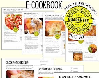 Party Dips Printable Recipes Cookbook Instant Download - REAL HOMEMADE RECIPES!