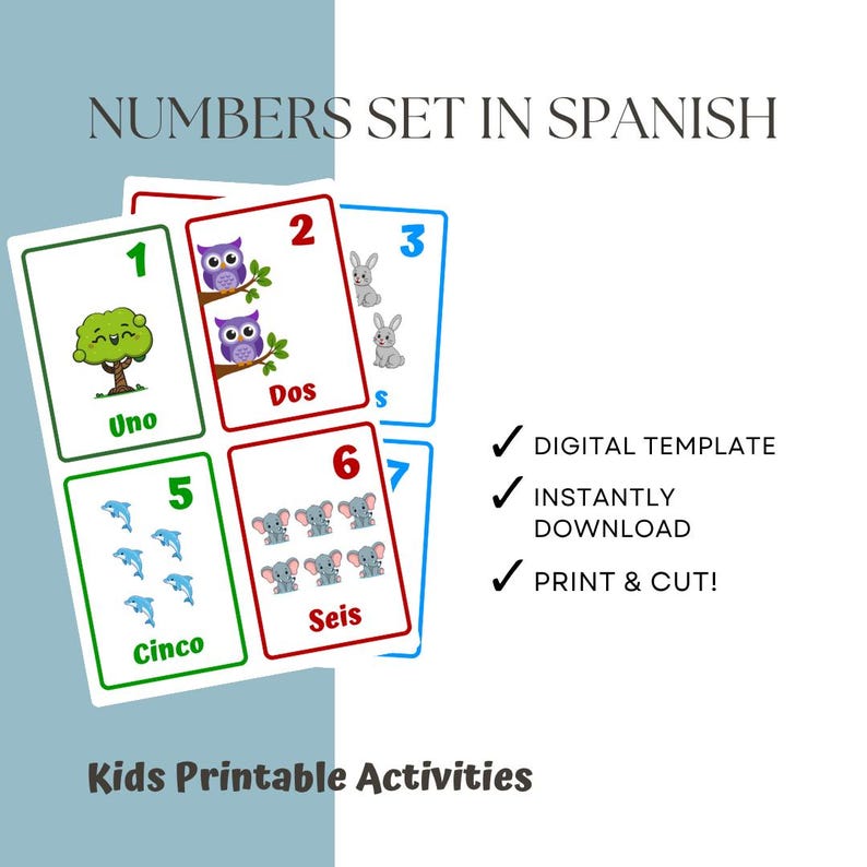 Spanish Numbers Flashcards for Kids | Printable 1–10 Counting Cards ...