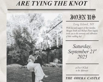 Vintage Newspaper Wedding Announcement Template – Editable Printable Invite, Black & White Engagement Announcement, Retro Wedding Template