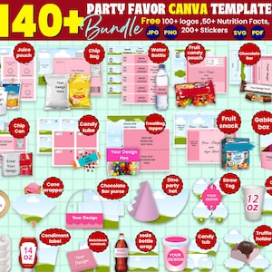 Paquete de 140 plantillas para regalos de fiesta, plantilla para envoltorio de chocolate, plantilla para botella de agua Cricut, plantilla para Rice Krispies, plantilla para bolsa de papas fritas y caja de regalo.