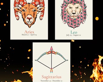 Zodiac Birth Chart Art Prints Bundle | Pop Astrology Wall Art (Digital Download)