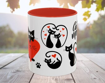Cat Mom Heart Cats Mug | Accent Coffee Mug