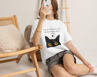 The Void | Black Cat Eyes Nietzsche Quote Tee | Cat Illustration Shirt
