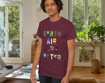 Elemental Typography Tee | Earth Air Fire Water graphic T-Shirt