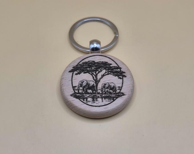 Wooden elephant keychain