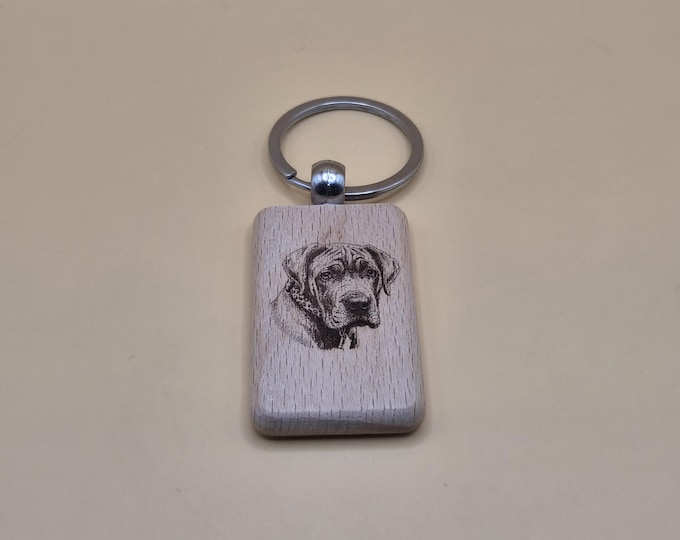 Wooden Dog Keychain