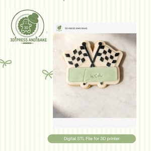 Racing Flag Checked Plaque Cookie Stamp & Cutter STL File